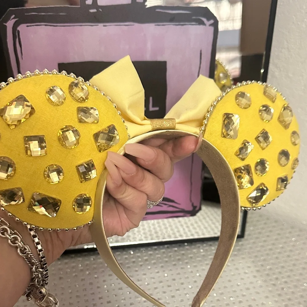 Hand made Yellow Gemstone Disney Ears Headband - Picture 3 of 4